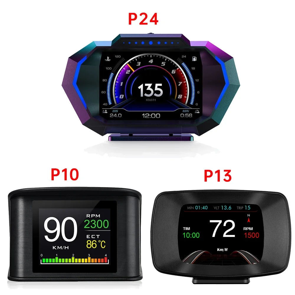 NEW Multi-function Full LCD Instrument OBD+GPS Dual System Car OBD2 GPS HUD Head Up Smart Digital Speedometer with Tester Alarm sayaragear