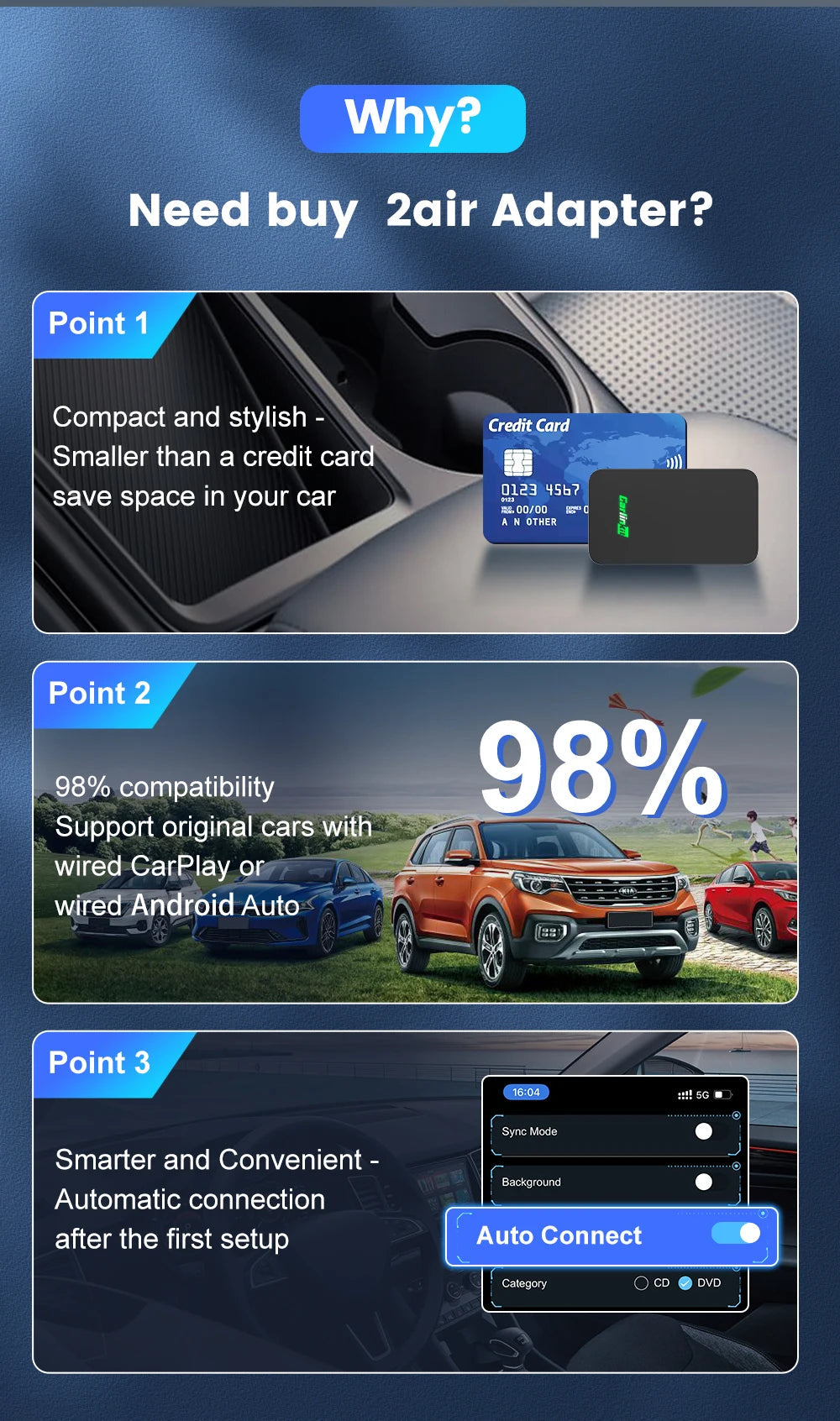 CarlinKit 5.0 & CarlinKit 4.0 Wireless CarPlay Android Auto Waze Music Spotify Auto For Audi Golf Peugeot Mazda KIA Mercedes MG sayaragear