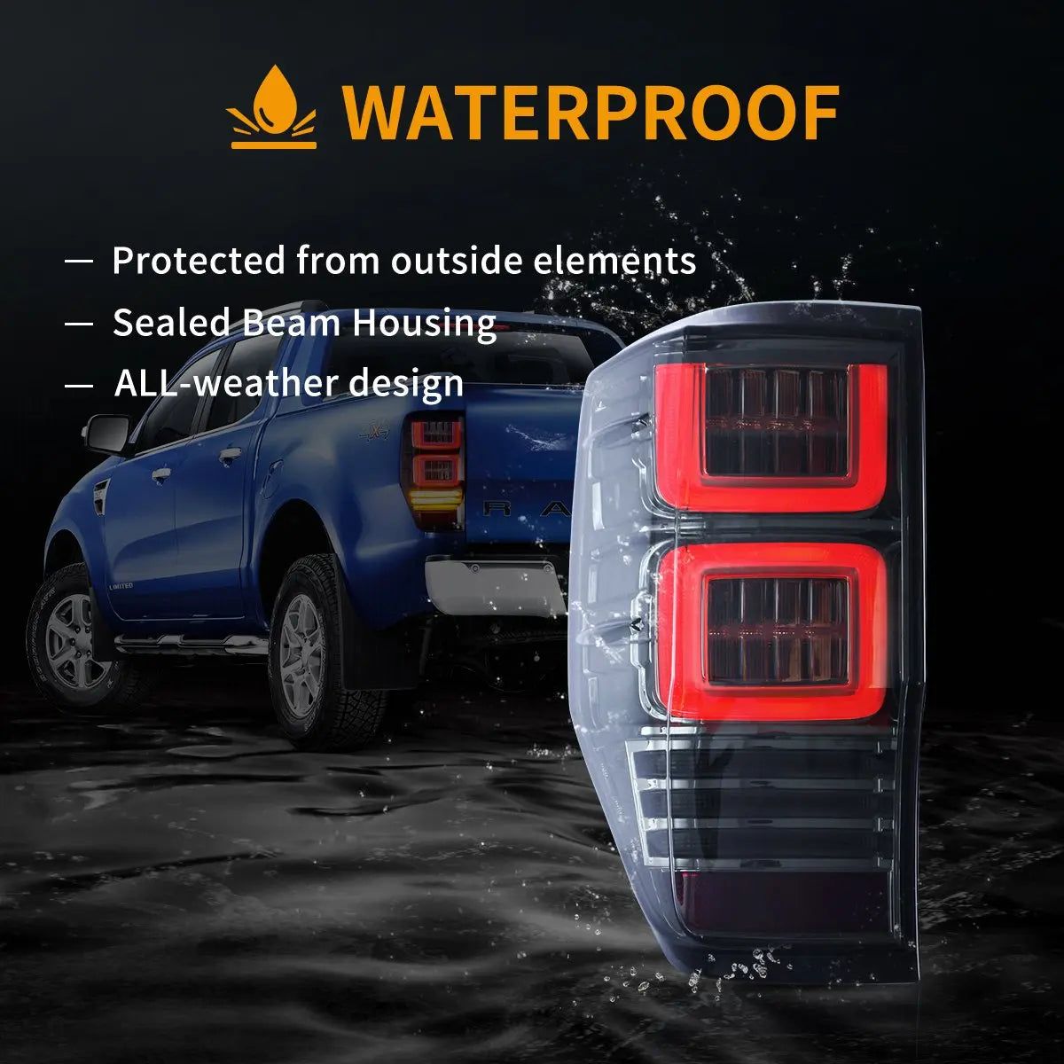 Vland 12-22 Ranger 1th Gen (T6/P375) LED Tail Lights With Sequential Turn Signal (Not Fit For US Models) sayaragear