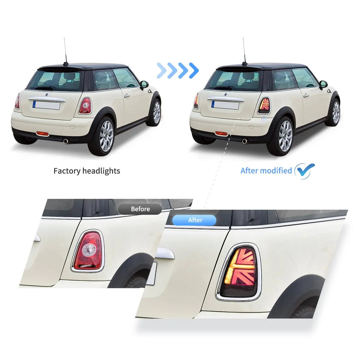Vland 07-13 Mini Cooper 2nd Gen (R56 R57 R58 R59) II LED Tail Lights With Amber Sequential Turn Signal sayaragear