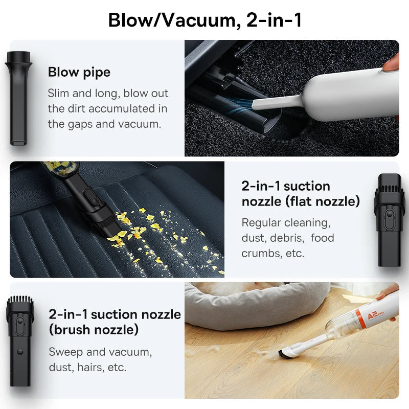 Baseus A2Pro Wireless Car Vacuum Cleaner 6000Pa Mini Air Blower Portable Handheld Vacuum Cleaner For Car Home Cleaning Accessory sayaragear