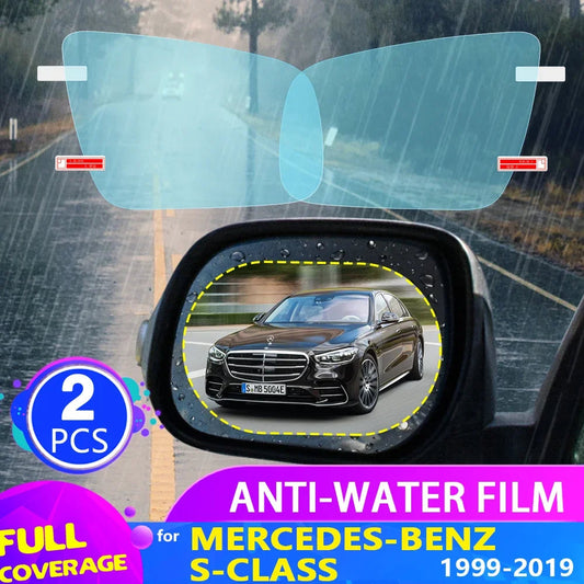 Car Rearview Mirror Film for Mercedes-Benz S-Class W220 W221 W222 1999-2020 2000 2018 Anti Fog Rainproof Sticker Accessories sayaragear