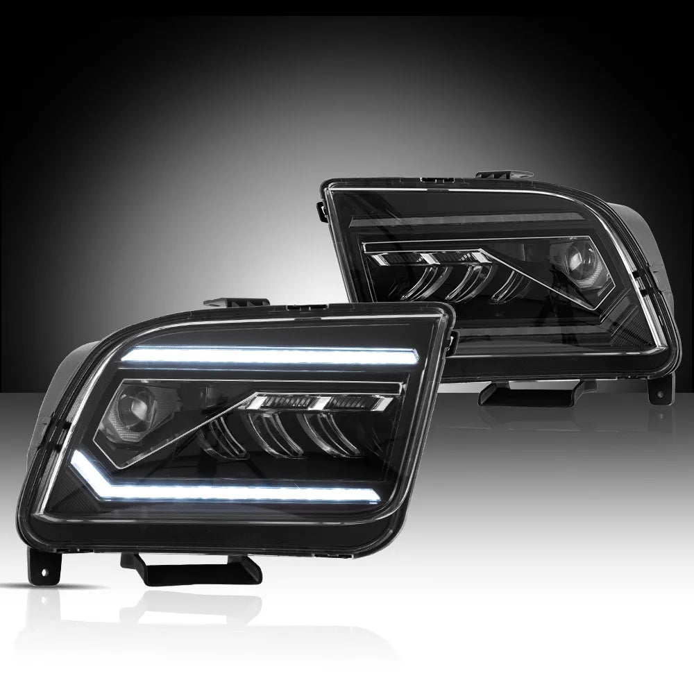 Vland 05-09 Mustang S197 LED Dual Beam Projector Headlights with DRL High Low Beam Front Headlamp Assembly sayaragear