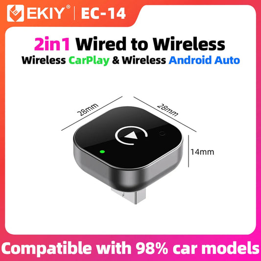 EKIY 2in1 Wired To Wireless CarPlay Adapter Android Auto Dongle Smart AI Box High Quality Car Accessories Intelligent System sayaragear