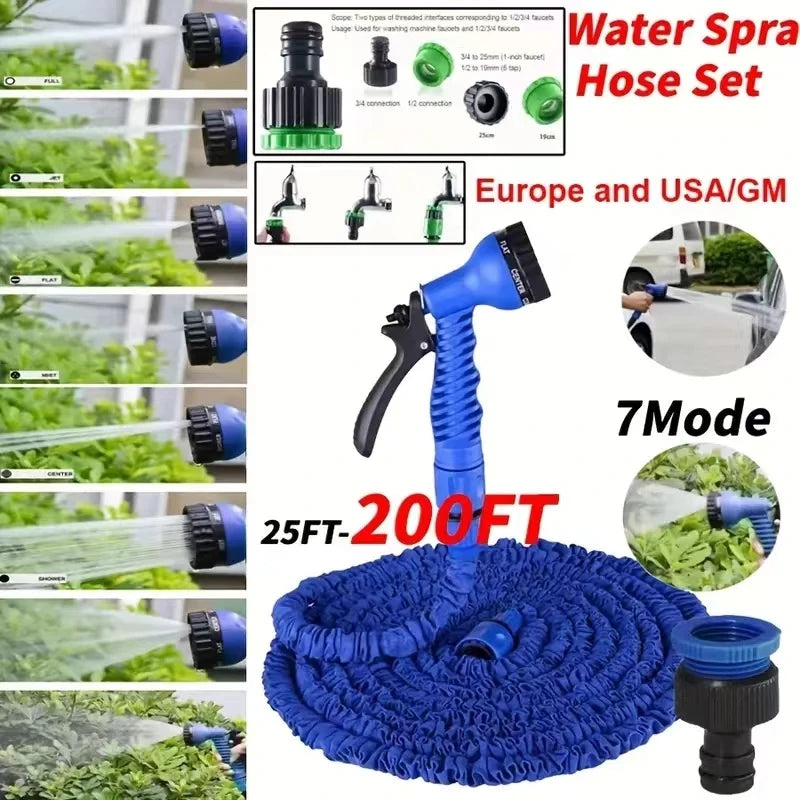 25FT-200FT Expandable Magic Hose Lightweight Design Durable Materials 7 Water Spraying Functions Gun Home Garden Watering Tools sayaragear