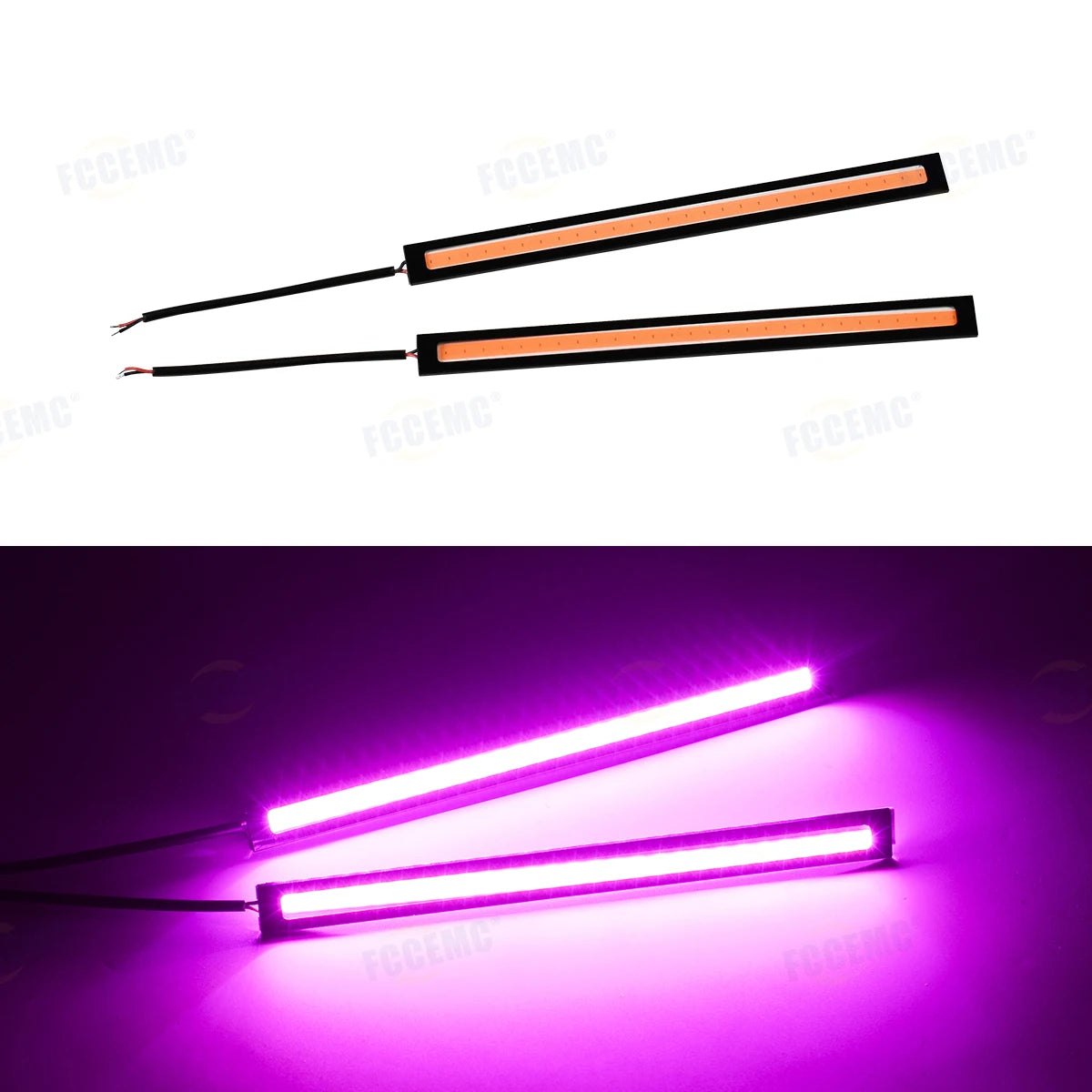 2pcs Ultra Thin Bright LED Car COB Daytime Running Lights Waterproof Night Lighting Decorative Ambient Lamp Bar 12V Universal sayaragear
