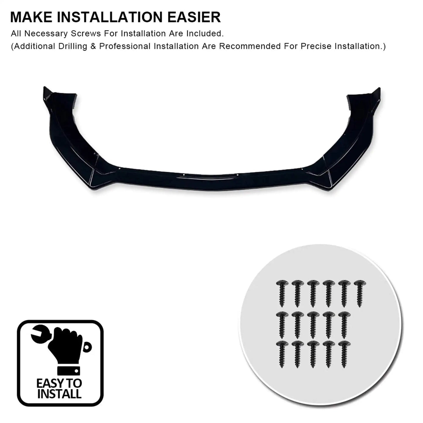 Vland 2015-2017 Mustang GT Performance Style Front Bumper Lip Chin Spoiler Splitter Black sayaragear