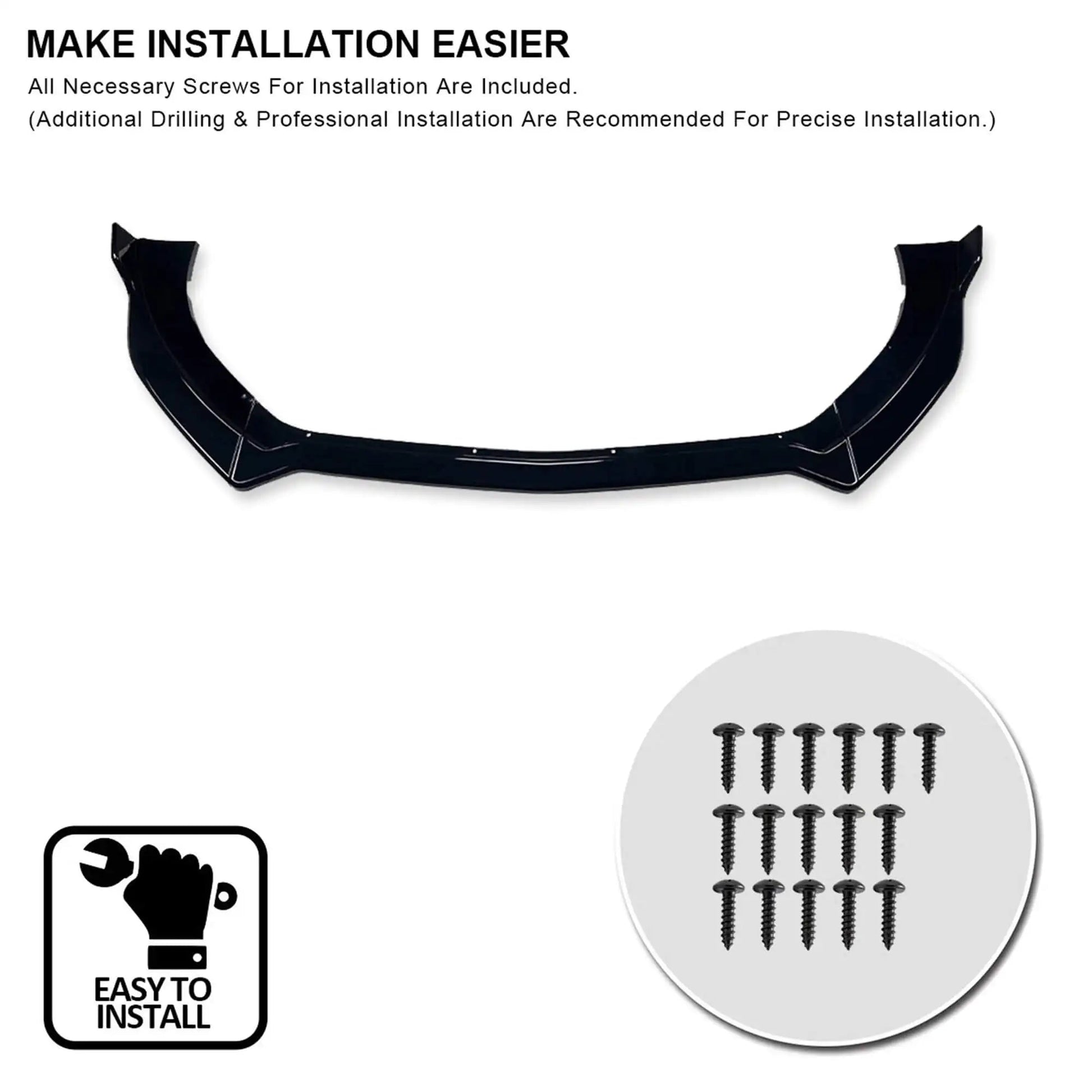 Vland 2015-2017 Mustang GT Performance Style Front Bumper Lip Chin Spoiler Splitter Black sayaragear