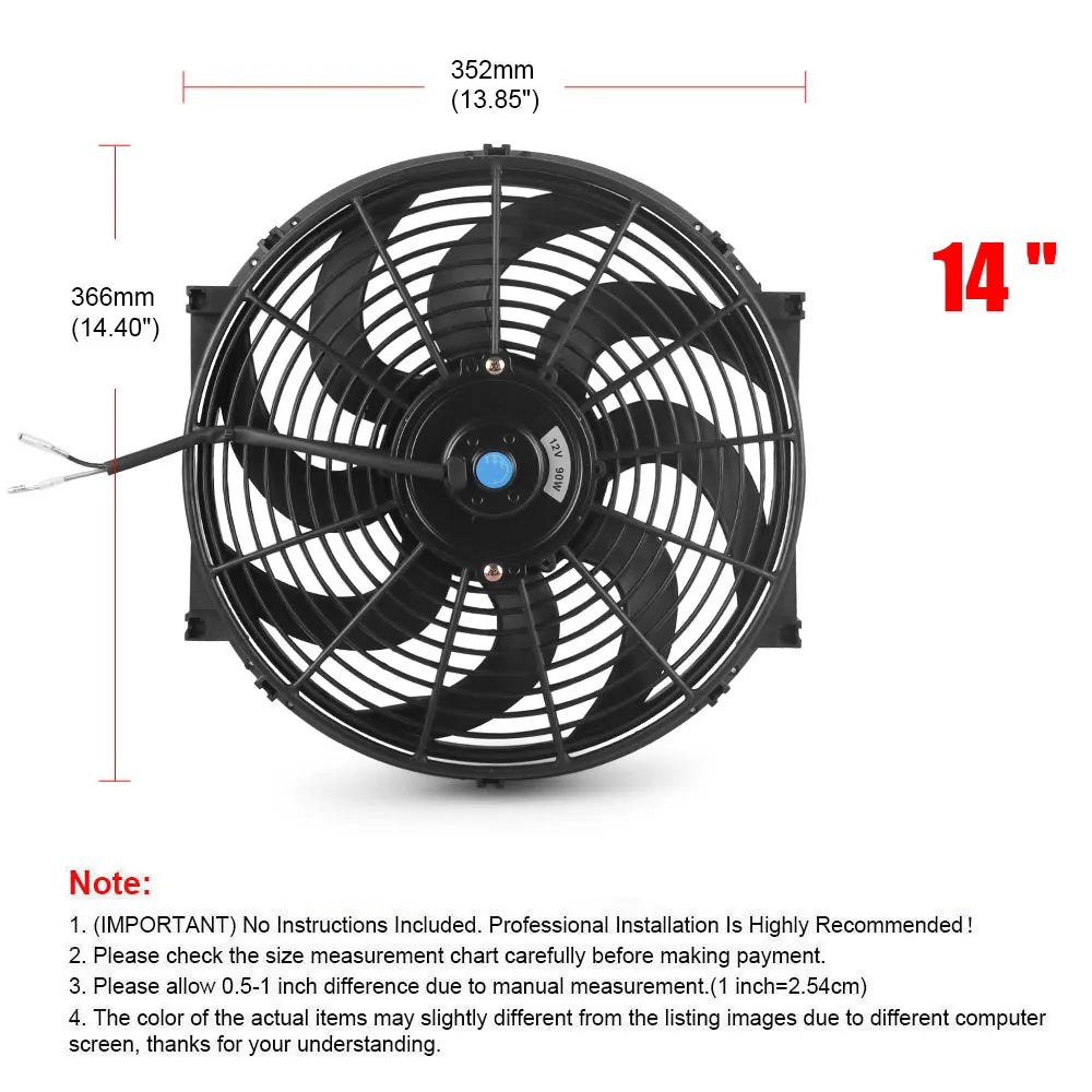 Universal 7/10/12/14 Inch 12V 80W 2100RPM Car Air Conditioning Electronic Radiator Cooling Fan Blade Electric Cool MountingKit sayaragear