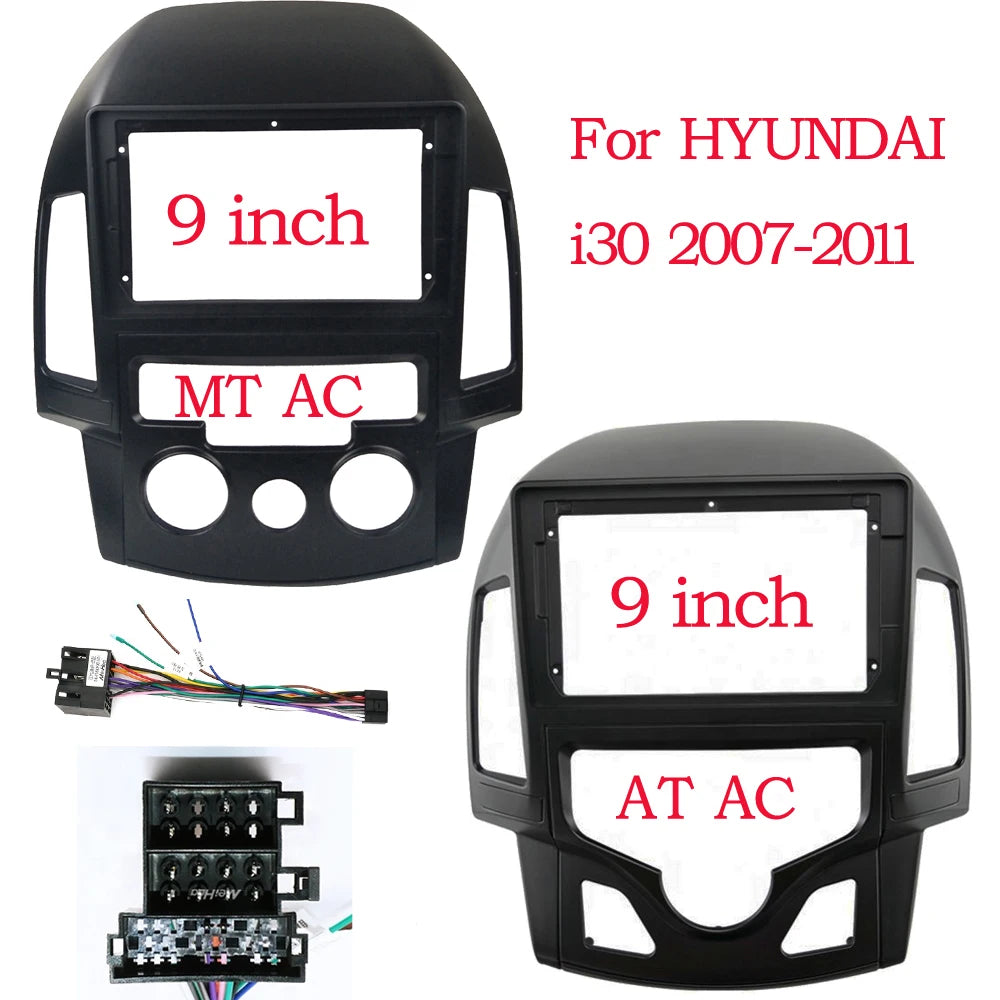 Car Radio Fascia Frame For Hyundai i30 1 FD 2007-2011 9 inch 2DIN Stereo Panel Harness Wire Connector Power Cord Cable Adapter sayaragear