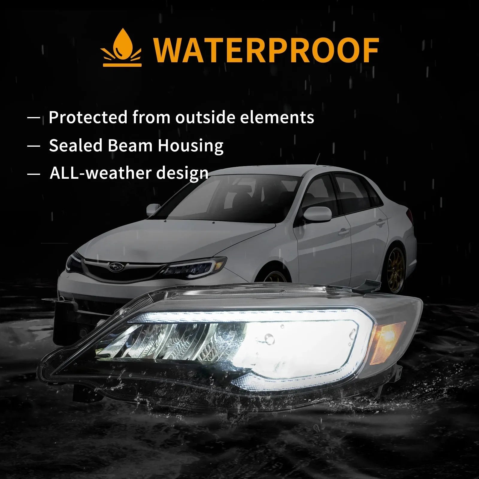 Vland 2008-2014 Impreza WRX STI Headlights W/ LED Reflection Bowl sayaragear