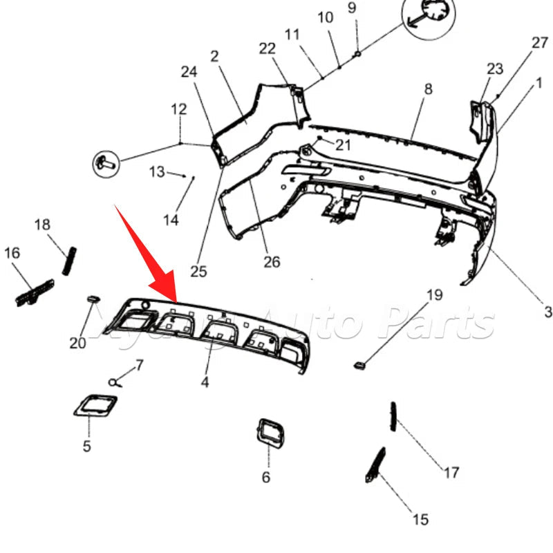 Rear Bumper Lower Guard Plate For Changan cs95 2804104-AP01 sayaragear