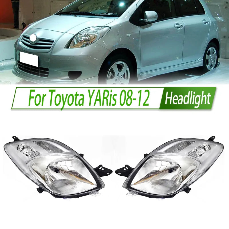 For Toyota YARis 08-12 Halogen Headlight Assembly OEM Style Front Headlamp Bulb Socket Plug & Play Replacement sayaragear