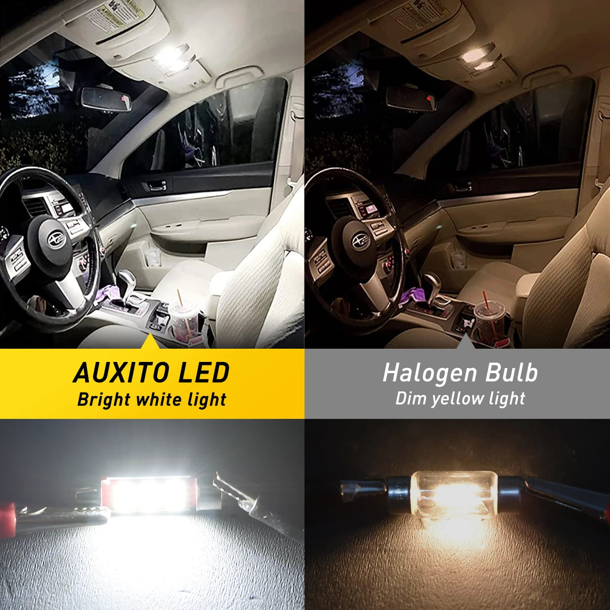 AUXITO 4/2Pcs C10W LED Canbus Festoon 31mm 36mm C5W LED Bulb12V COB 6000K White Car Interior Dome Reading Lights License Plate sayaragear