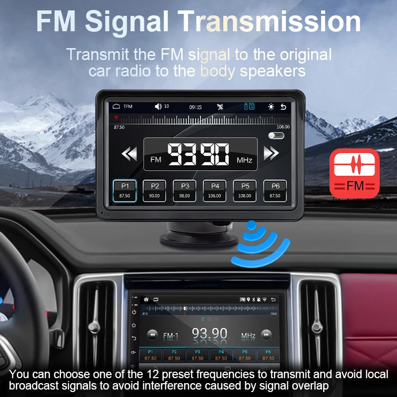 Hippcron 7inch Car Radio Multimedia Video Player Wireless Carplay And Wireless Android Auto Portable Universal Touch Screen sayaragear