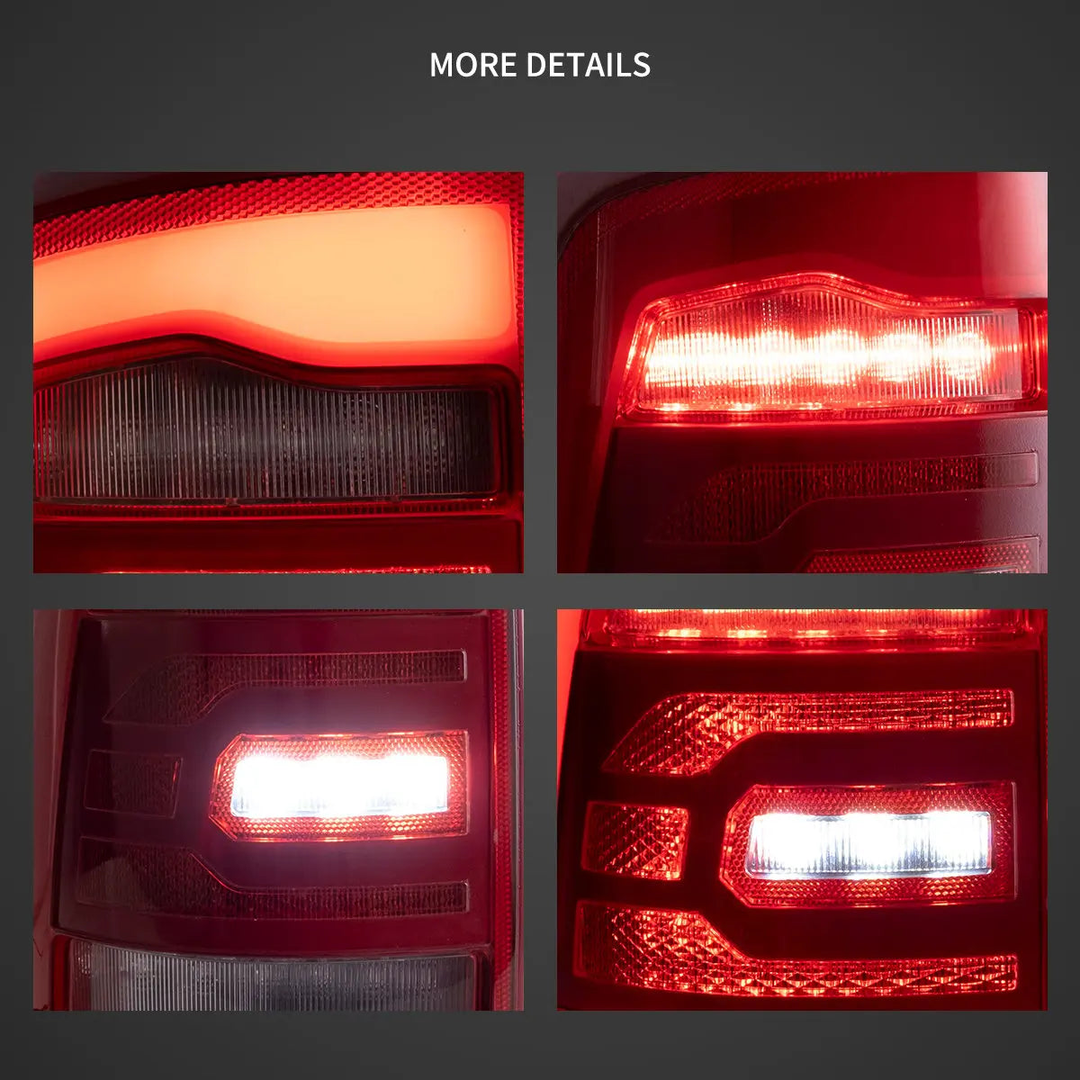 Vland 09-18 Ram 4th Gen (DS/DJ/D2) LED Tail Lights With Red Sequential Turn Signal Rear Lamp Assembly Upgrade sayaragear