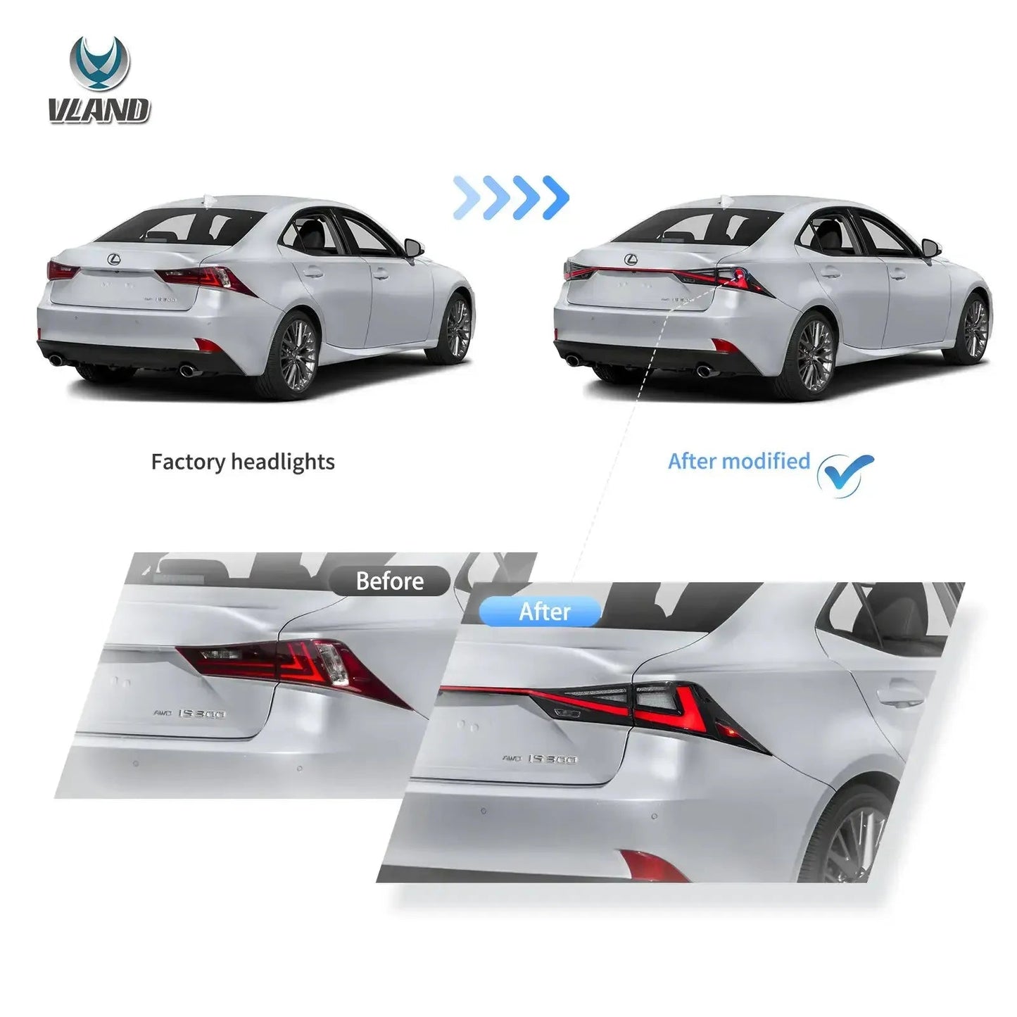 Vland 14-20 IS 250 200t 300h F Sport LED Tail Lights Unique Design Rear Lamp Assembly Upgrade Replacement sayaragear