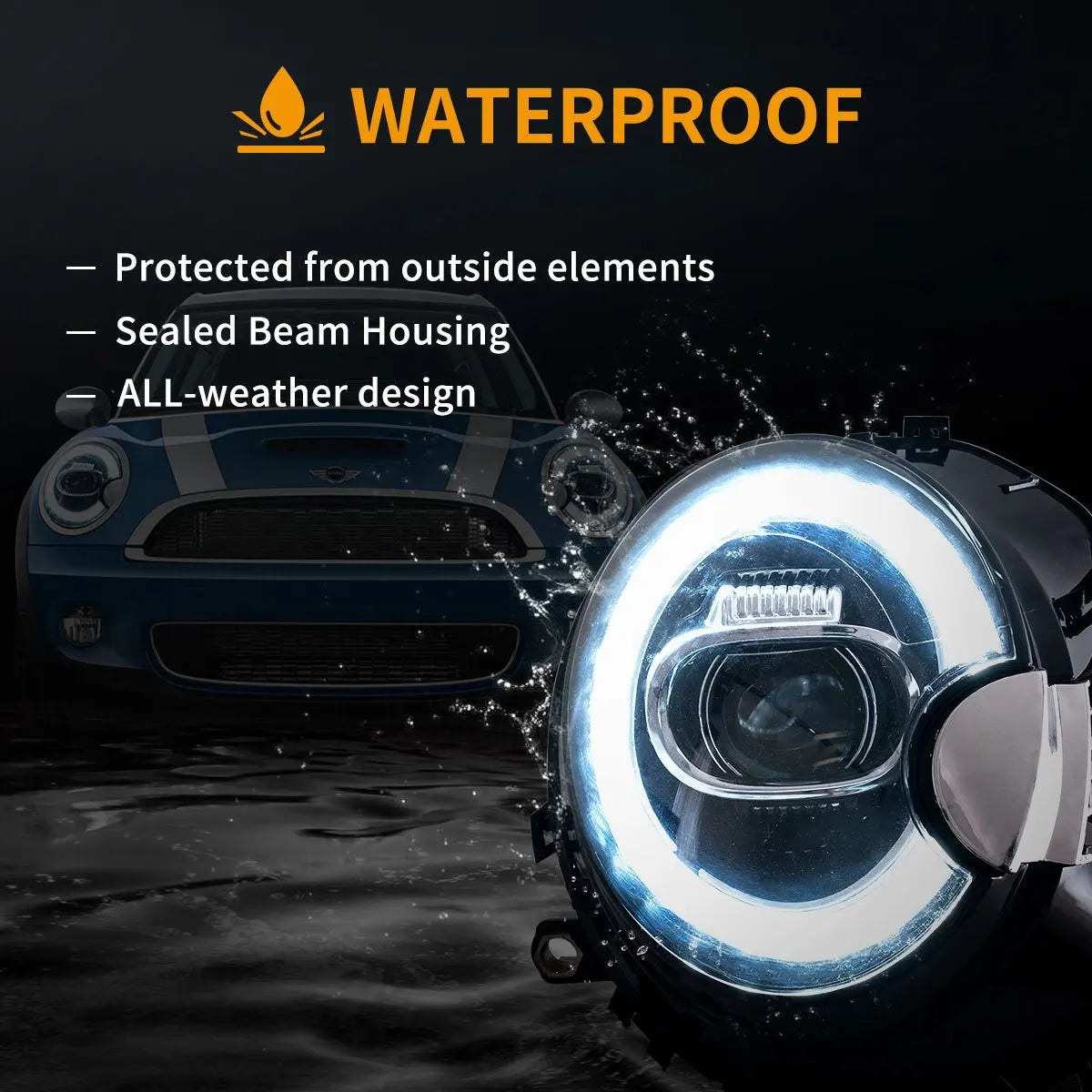 Vland 07-15 Cooper LED Headlights (R55 R56 R57 R58 R59) With Dual Beam Projector sayaragear