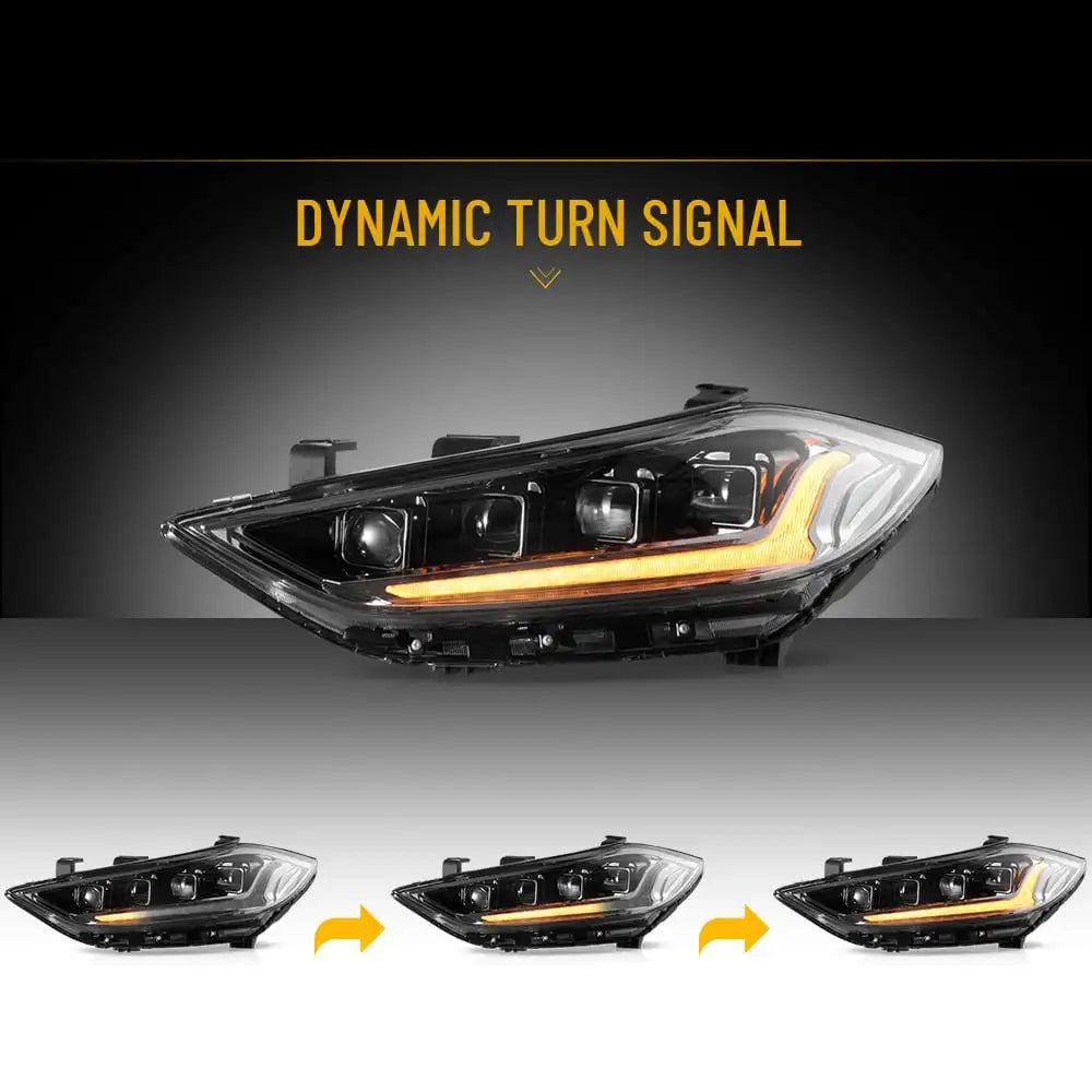 Vland 2017-2018 Hyundai Elantra Full LED Headlights With Sequential Turn Signal Plug and Play Head Lamp Assembly Replacement sayaragear