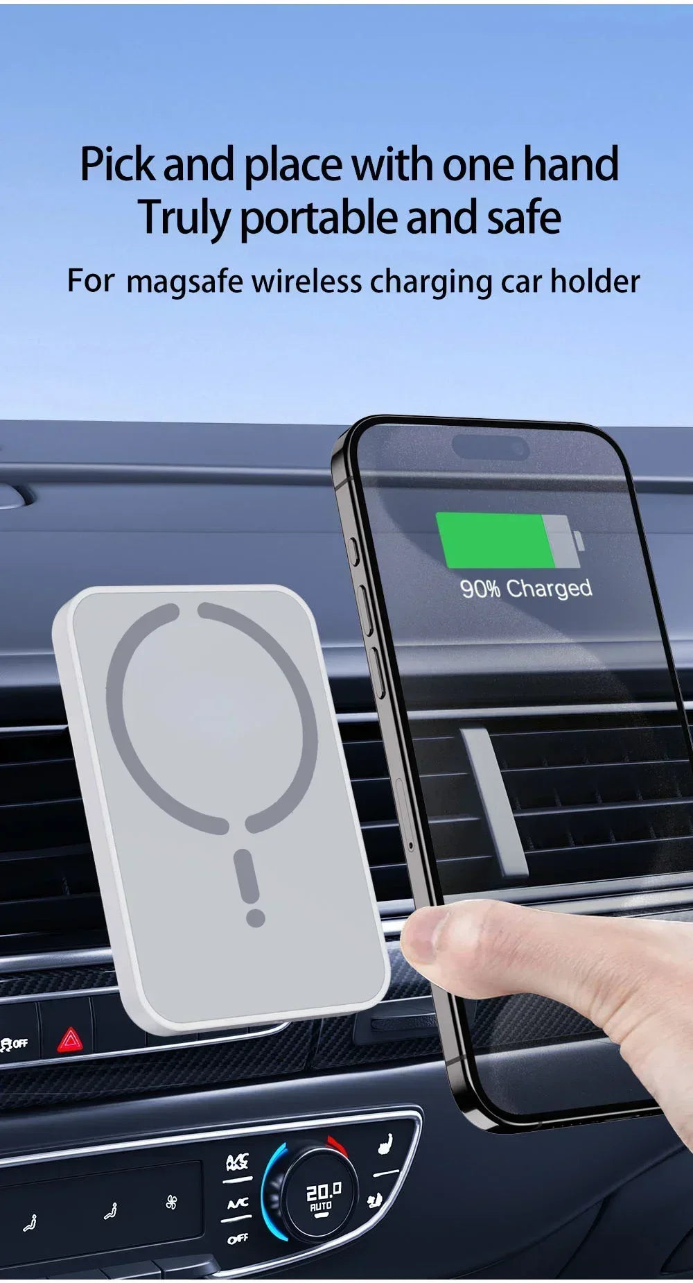 Magnetic Car Wireless Charger Air Vent GPS Phone Holder Stand For Magsafe iPhone 17 16 15 14 13 12 Pro Max Cell Fast Charging sayaragear