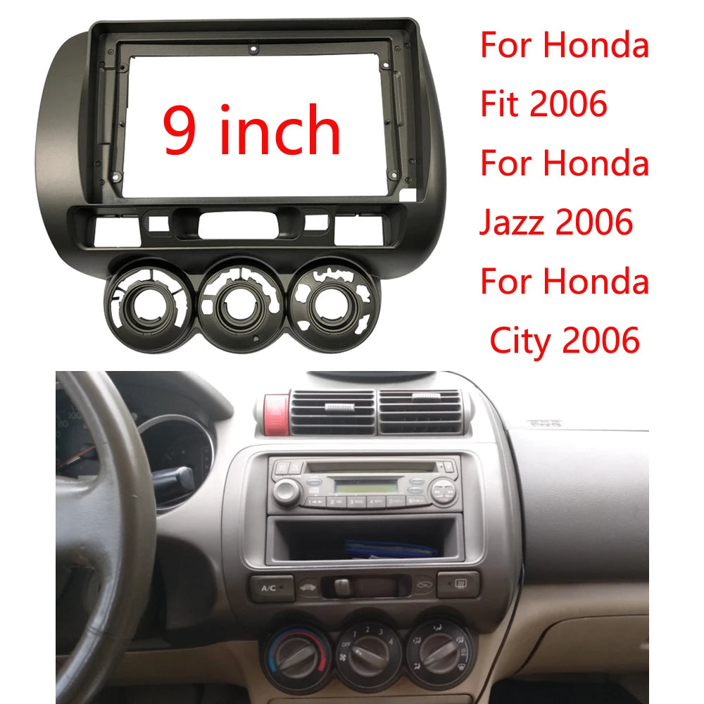 HAOCHEN Car 9 inch 2 Din Stereo o Fascia o DVD Panel Bezel Frame Installation Trim Left/right Wheel for Honda Fit City Jazz 2006 sayaragear