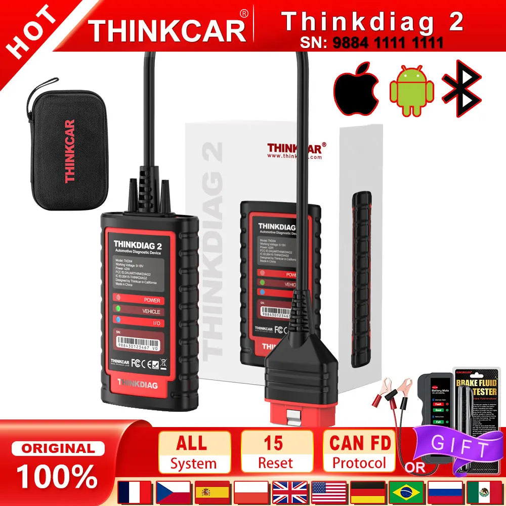 THINKCAR THINKDIAG 2 /KINGBOLEN Ediag Plus CAN FD All Systems 15 Reset Services ECU Coding OBD2 Scanner Car Diagnostic Tool sayaragear