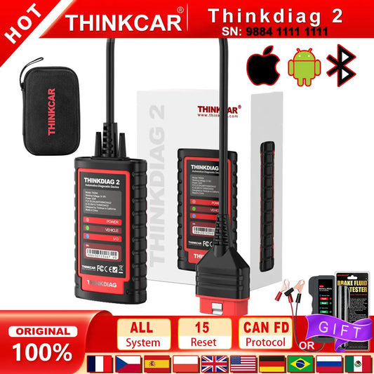 THINKCAR THINKDIAG 2 /KINGBOLEN Ediag Plus CAN FD All Systems 15 Reset Services ECU Coding OBD2 Scanner Car Diagnostic Tool sayaragear