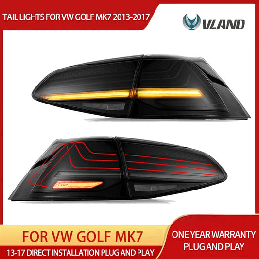 VLAND Laser LED Tail Lights For 2013-2017 Golf MK7 Hatchback Sequential Turn Signal Rear Lamp Assembly sayaragear