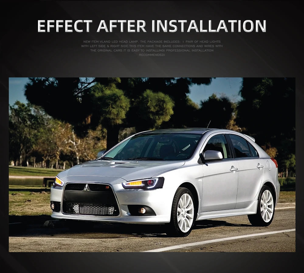 VLAND headlight Assembly FOR MITSUBISHI LANCER 2008-2017 LED HEADLIGHTS LED Running Light sayaragear