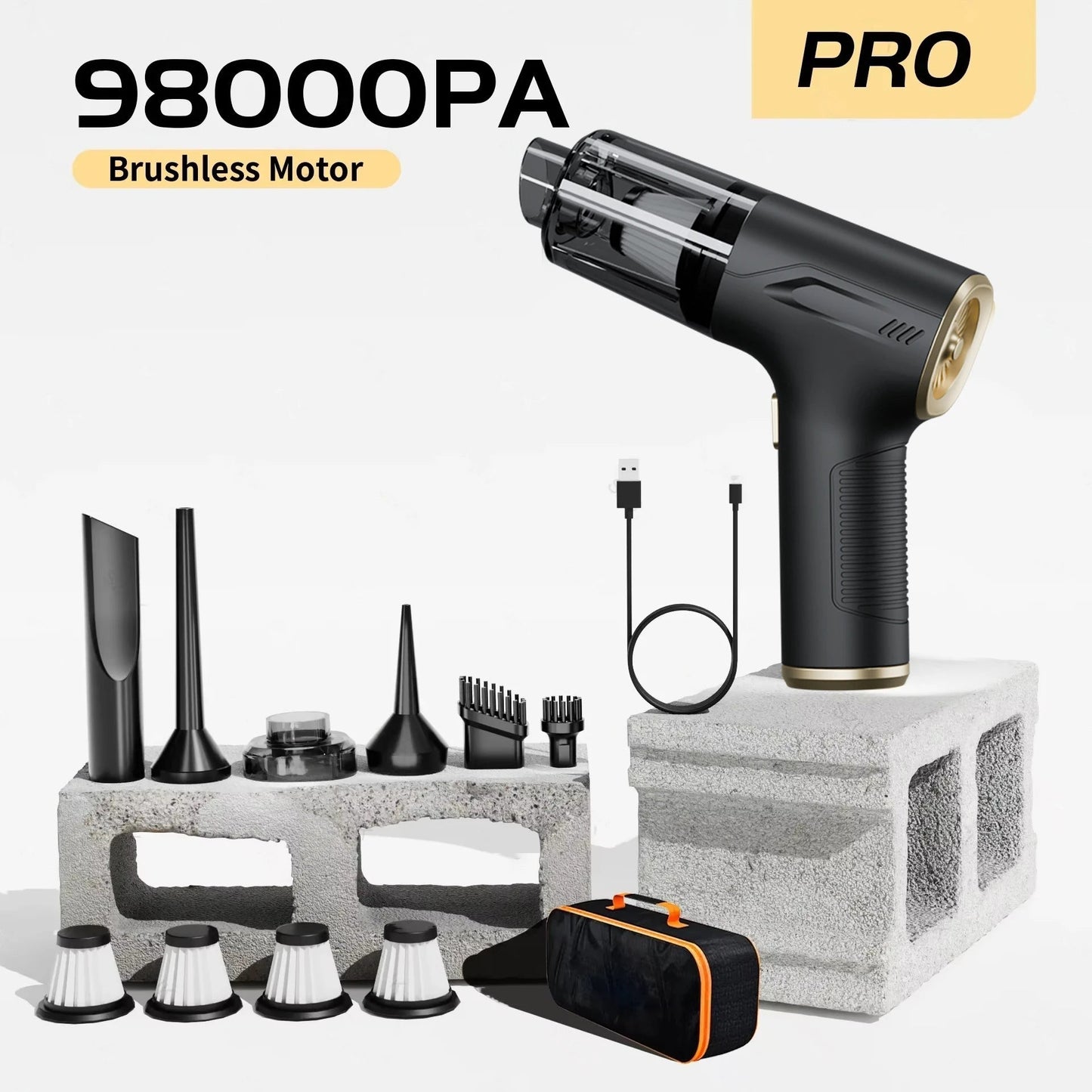 CENRR 98000PA Car Vacuum Cleaner Portable Wireless Cleaner Powerful Strong Suction Handheld Cleaning Machine for Home Appliance sayaragear
