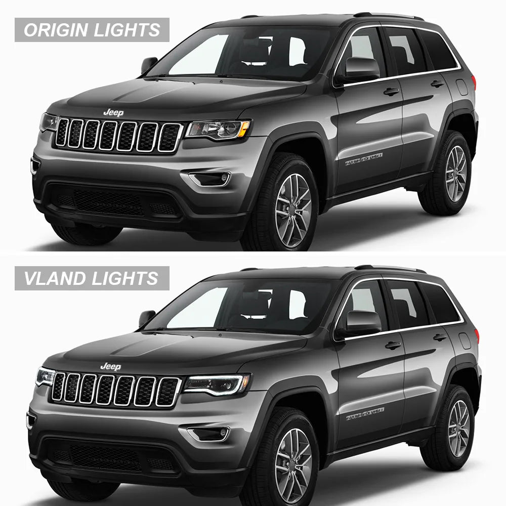 Vland 2014-2022 Grand Cherokee (WK2) LED Headlights With Startup Animation/ Blue DRL sayaragear