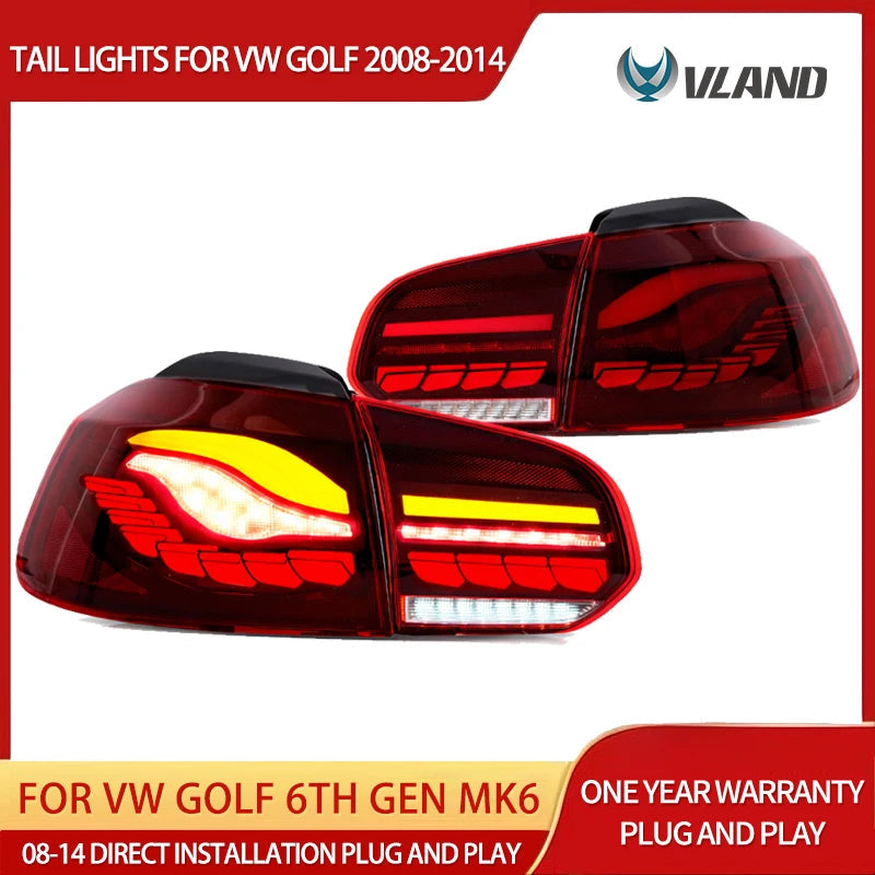 Vland 08-14 Golf 6th Gen Mk6 Hatchback II OLED Tail Lights With Dynamic Welcome Lighting (GTS Style) sayaragear