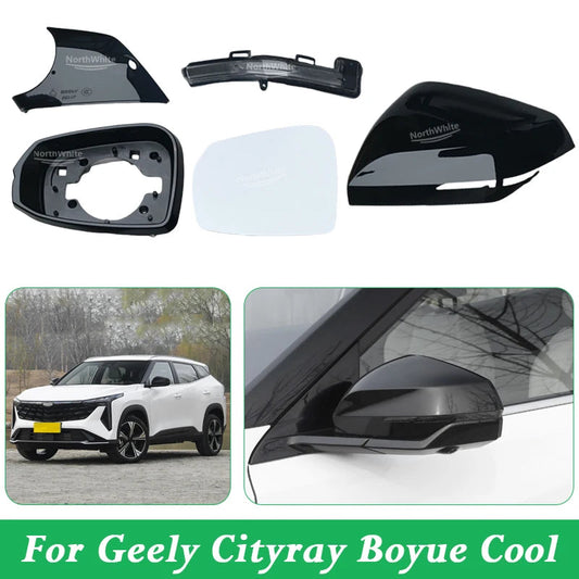 For Geely Cityray Boyue Cool Rearview Mirror Cover Lens Mirror Lid Shell House Mirror Frame Glass Turn Light sayaragear