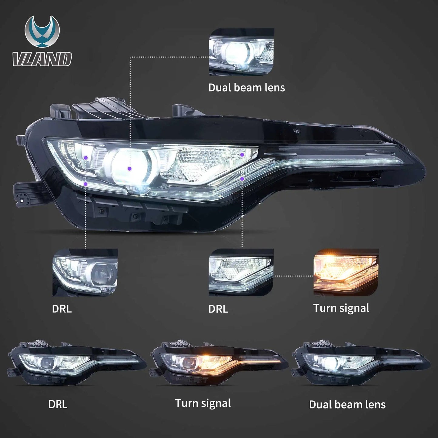 Vland 2018-2024 Camaro SS/RS LED Headlights Assembly Upgrade sayaragear