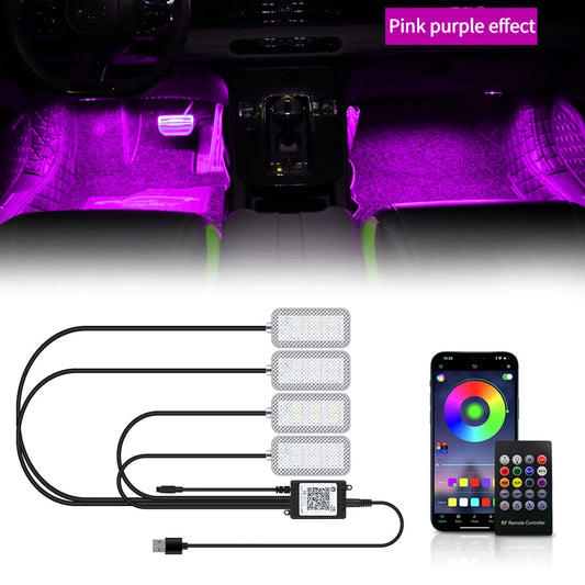 LED Car Interior Ambient Lights Foot Strip Lighting Kit Accessories Backlight Remote App Music Control Auto RGB Decorative Lamp sayaragear
