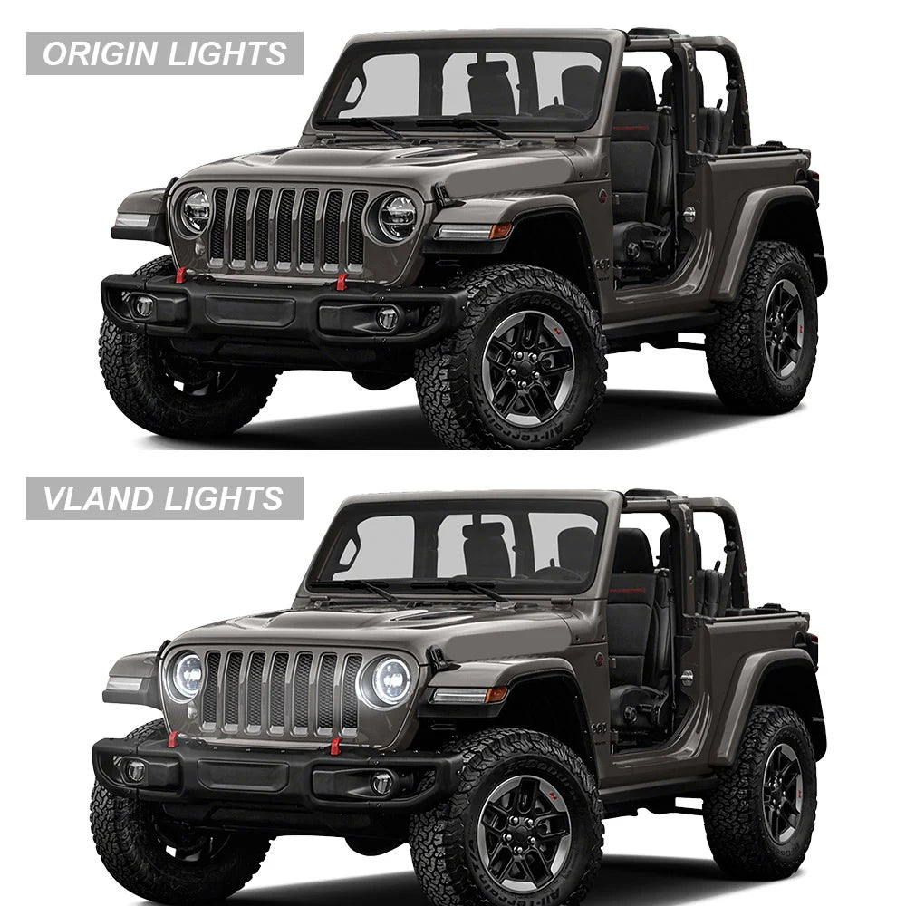 Vland 18-Up Jeep Wrangler JL JLU JT Rubicon Full LED Headlights With Start-up animation sayaragear