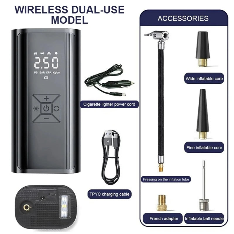 LEIBOO Portable Air Compressor for Car Tires Fast Air Pump Tire Inflator Accurate Pressure Air Pump for Motorcycle Bicycle Ball sayaragear