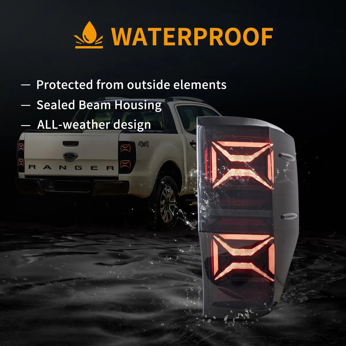 Vland 12-22 Ranger 1th Gen (T6/P375) International II LED Tail Lights With Sequential Turn Signal sayaragear