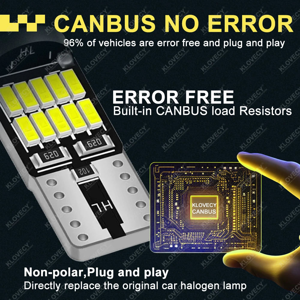 10-40 PCS CANBUS No Error T10 W5W LED Bulb For Car Interior Dome Door Map Trunk License Plate Lights 12V 26SMD 400LM 6500k White sayaragear