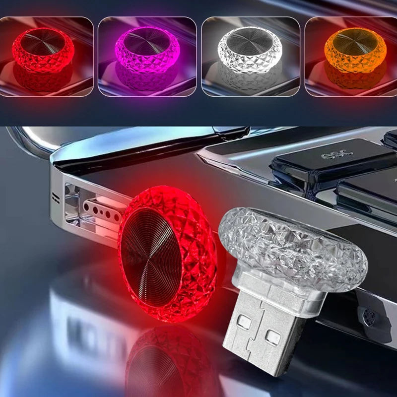 Car USB Ambient Light Mini LED Decorative Atmosphere Lamps for Auto Interior Environment Light Computer Portable Light Plug Play sayaragear