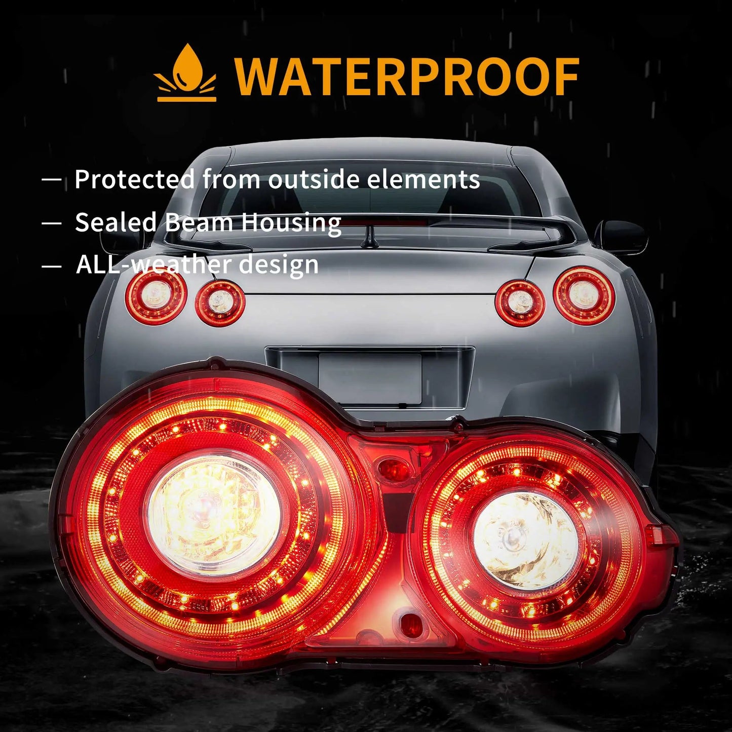 VLAND LED Tail Lights Assembly For 2008-2023 Nissan GTR R35 Godzilla Rear Lamps sayaragear