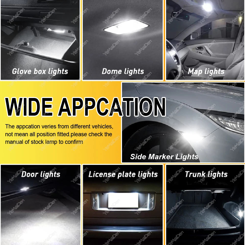 2-20 PCS CANBUS T10 W5W LED Bulb 12V 2835SMD 6500K White 500LM Car Interior Dome Door Glove Box Maps Trunk License Plate Lights sayaragear