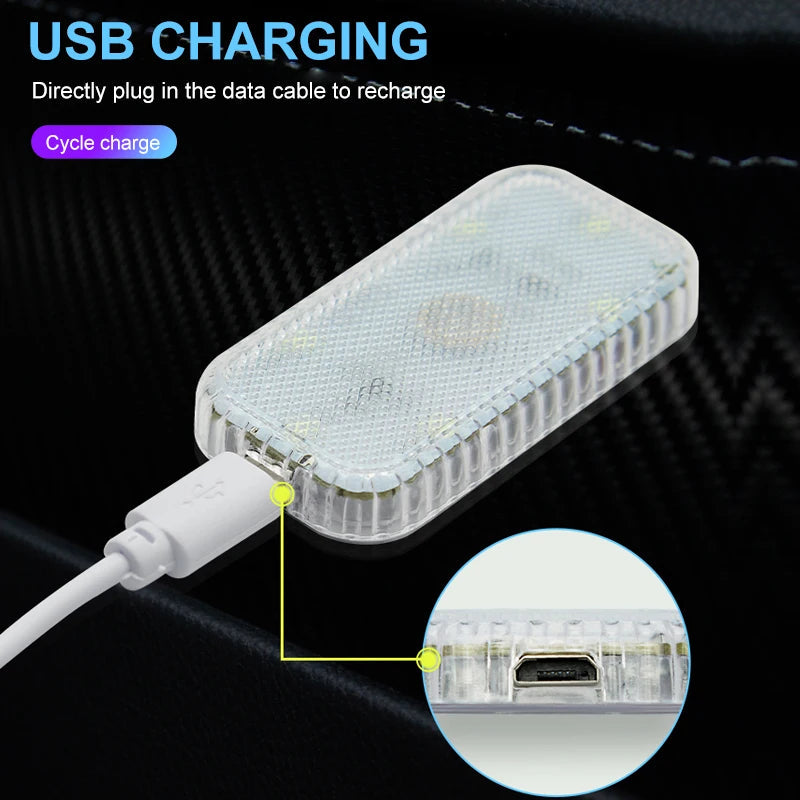 LED Touch Light Mini Wireless Car Interior Lighting Auto Roof Ceiling Reading Lamp for Trunk Storage Box USB Charging sayaragear