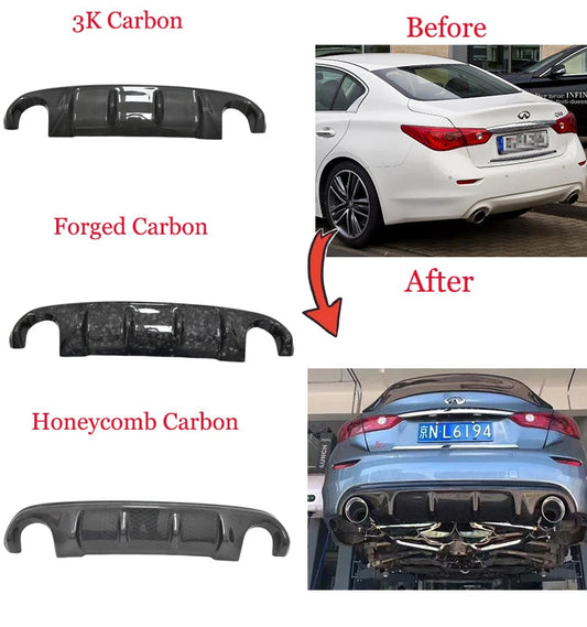 2015-2017 HONEYCOMB CARBON FIBER REAR BUMPER LIP REAR DIFFUSER forQ50custom sayaragear
