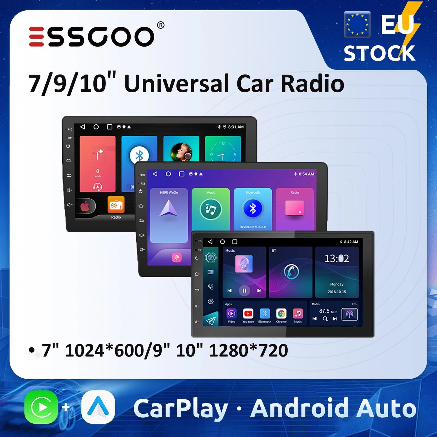 ESSGOO 7 9 10" Car Radio Android Auto Carplay Car Stereo Multimedia Player Universal WIFI GPS Autoradio Car Intelligent Systems sayaragear