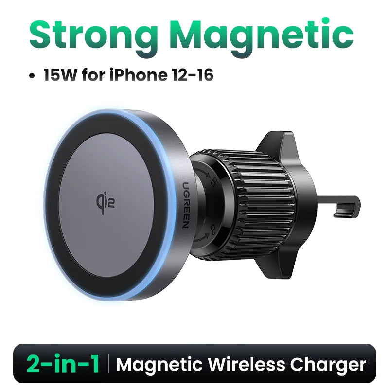UGREEN Qi2 25W 15W Magnetic Car Phone Holder Wireless Charger Stand For iPhone 17 16 15 Pro Max Charging for Magsafe Car Charger sayaragear