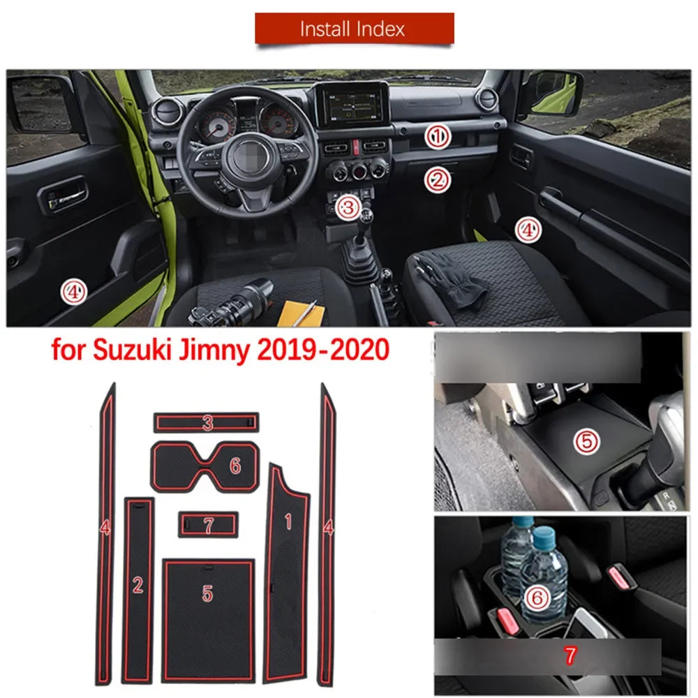 Anti-slip Pat Mat Water Coaster Car Groove Rubber Cushion Stickers Accessories for Suzuki Jimny JB64 JB74 Jimny Sierra 2019 2020 sayaragear