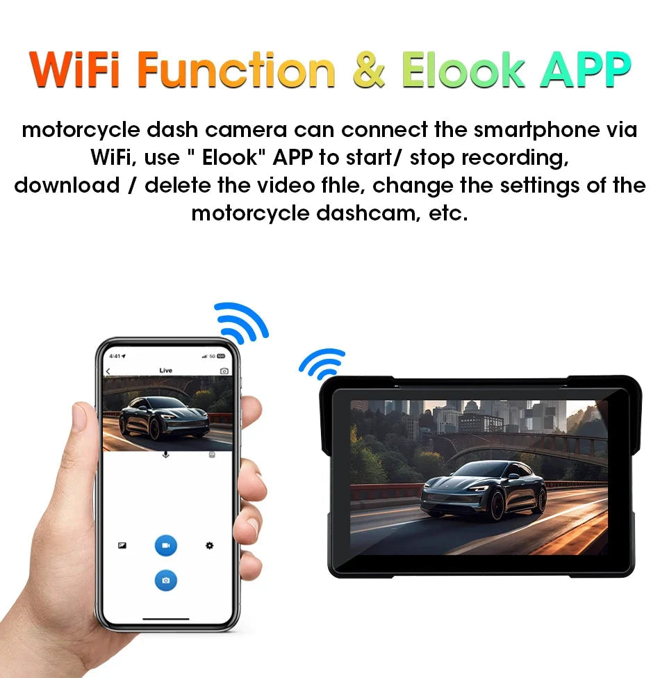 Jansite 5/7 inch Carplay Motorcycle DVR Navigation GPS Wireless CarPlay Android Auto IPX7 Display Screen Portable Moto Monitor sayaragear