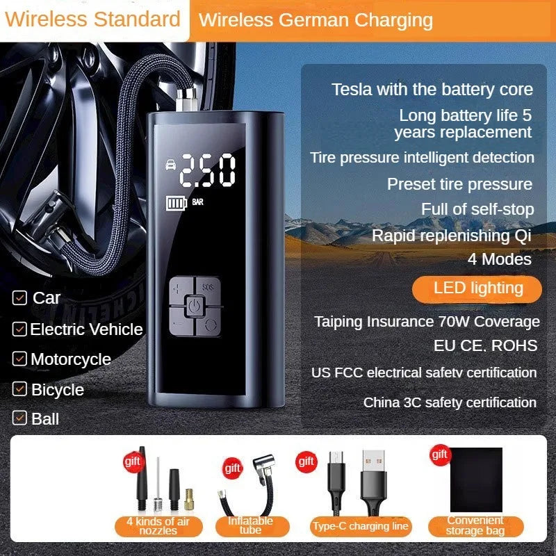 Car Air Pump Wired/Wireless Protable Car Air Compressor 150PSI Tire Inflation Pump for Motorcycle Bicycle Car Tire Ball Inflator sayaragear