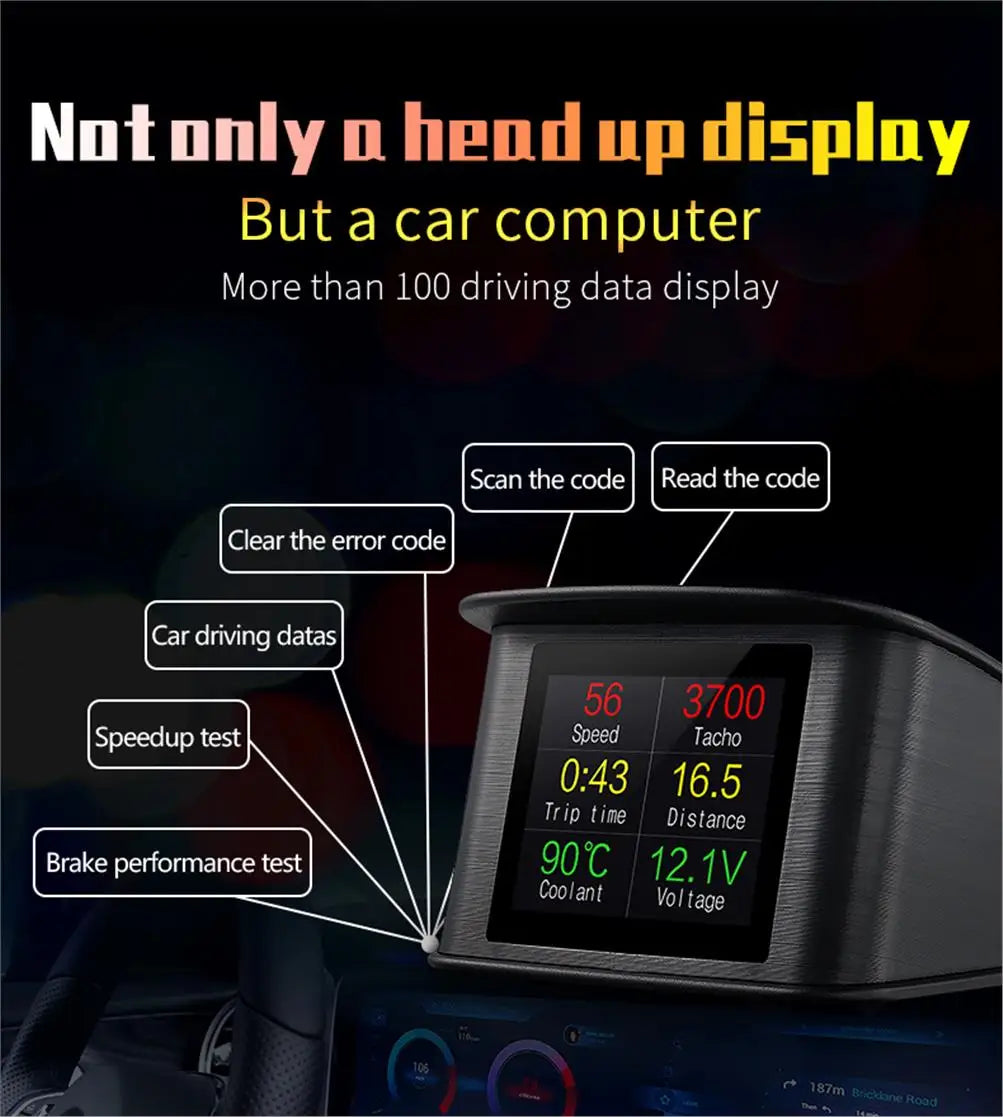NEW Multi-function Full LCD Instrument OBD+GPS Dual System Car OBD2 GPS HUD Head Up Smart Digital Speedometer with Tester Alarm sayaragear